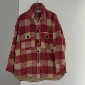 By Together Red and Cream Checkered Teddy Jacket